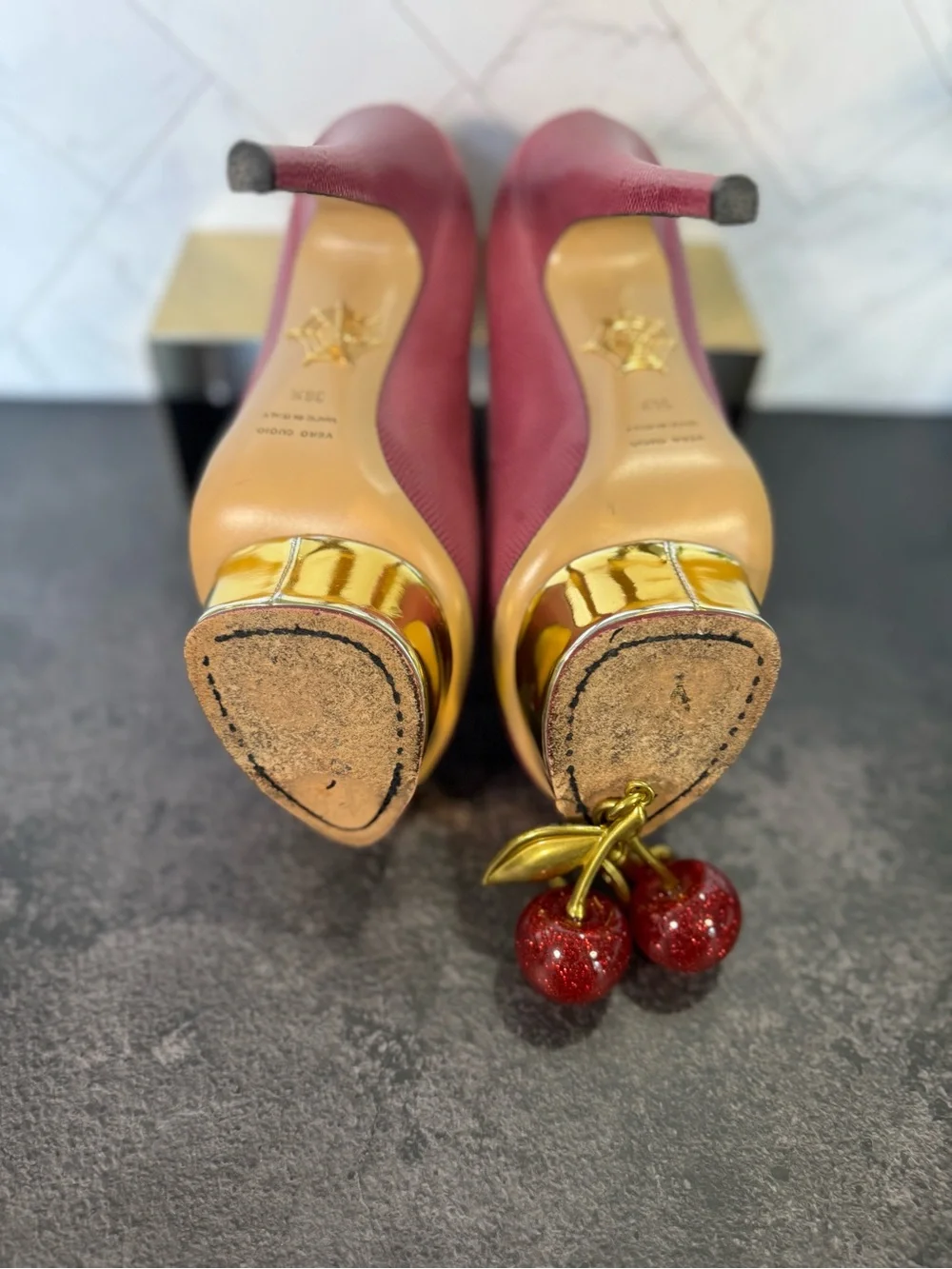 Charlotte Olympia Pink Dolly Lizard-Textured Platform Pumps Heels, Size 36.5